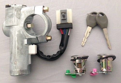 SODIAL Car Ignition Switch Left Right Door Lock Set with 2 Keys for Navara D22 1997 1998-2003 2004 2005 2006 K9810-2S806 